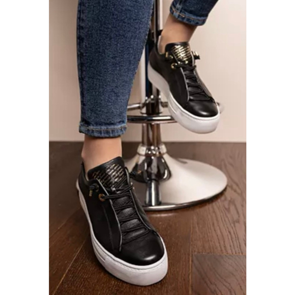 NWT Paul Green Sneakers Black Gold Combo Size 9 $429 - Picture 3 of 9